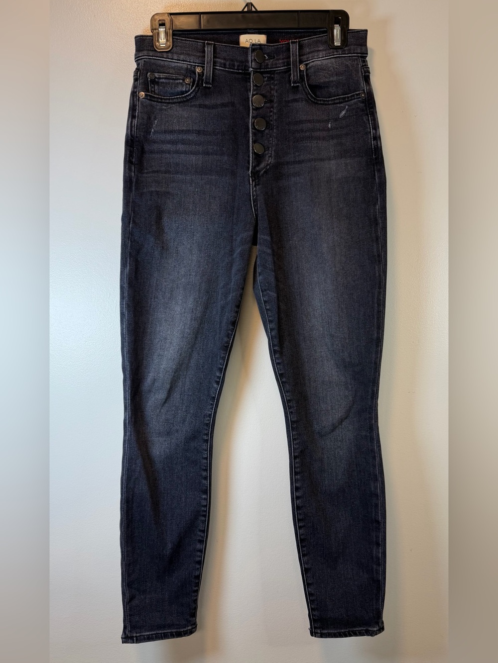 AO.LA by Alice + Olivia Five Button Fly High Rise Skinny Black Magic Women’s 28